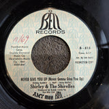 SHIRLEY & THE SHIRELLES NEVER GIVE YOU UP PROMO 7"