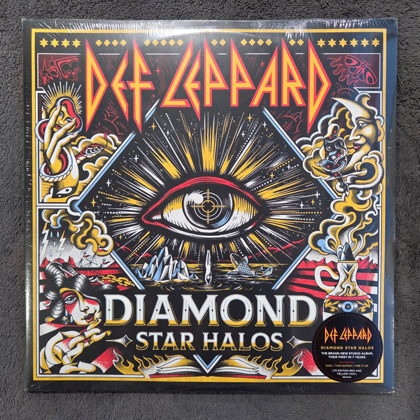 DEF LEPPARD DIAMOND STAR HALOS NEW RED/YELLOW