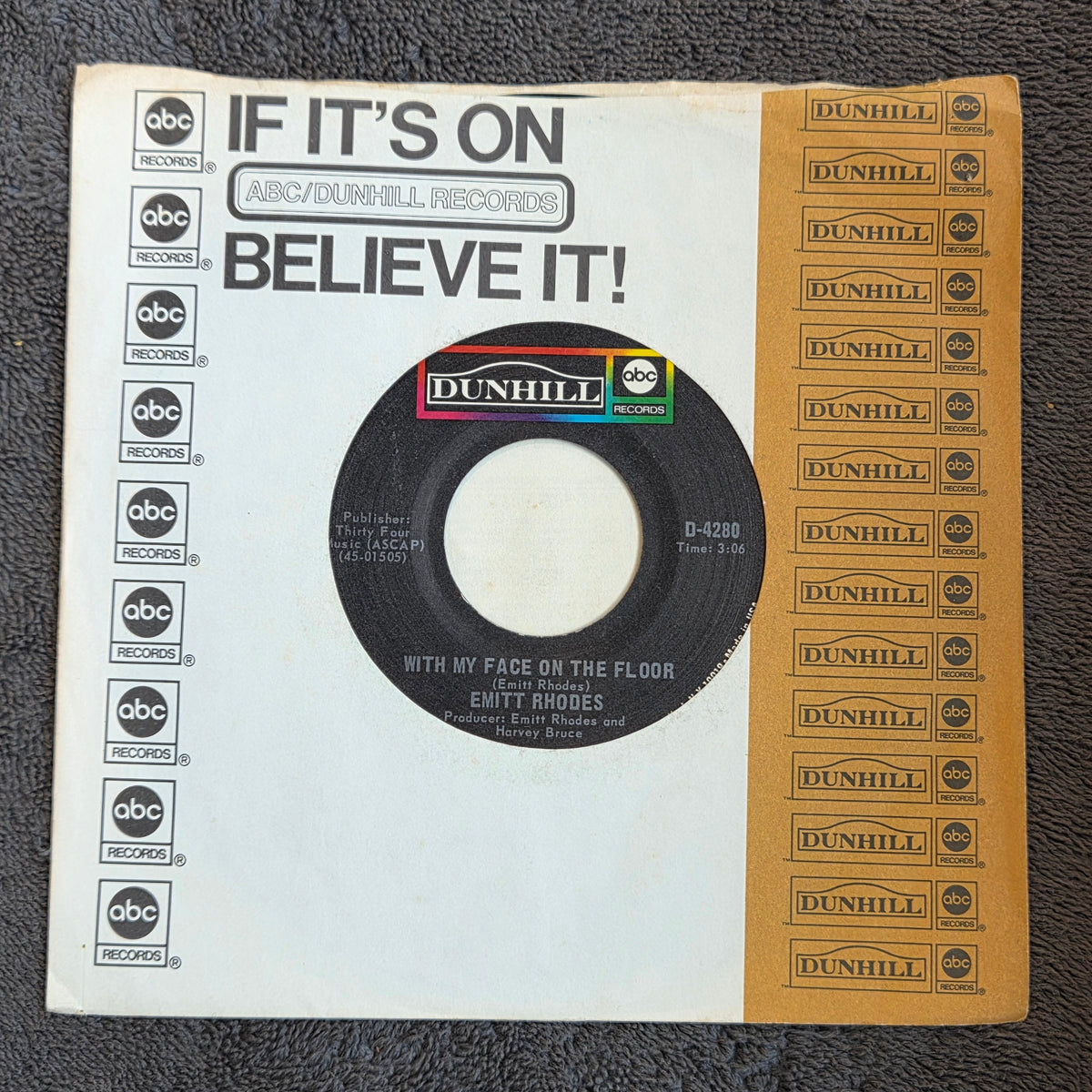 EMITT RHODES WITH MY FACE ON THE FLOOR 7"