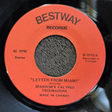 SPARROWS CALYPSO TROUBADORS LETTER FROM MIAMI 7"