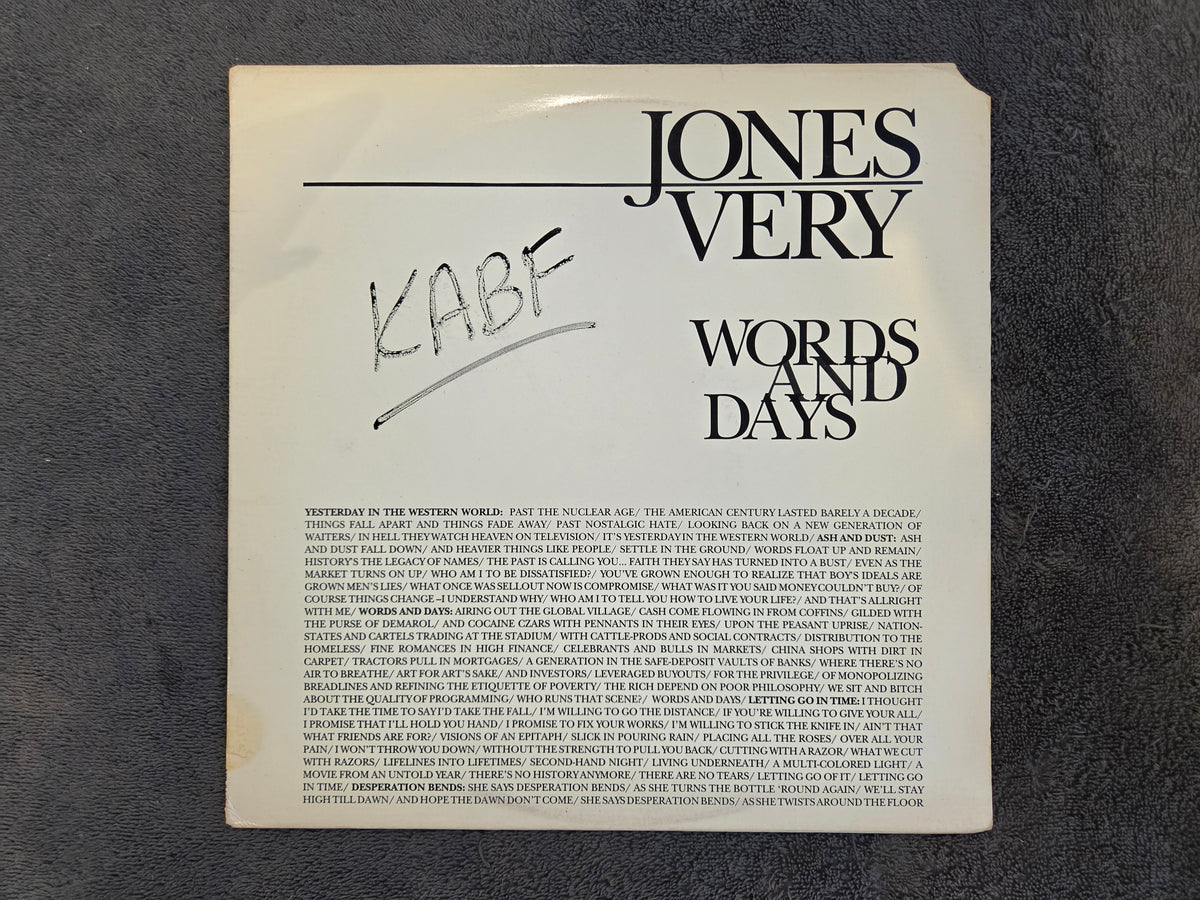 JONES VERY WORDS AND DAYS