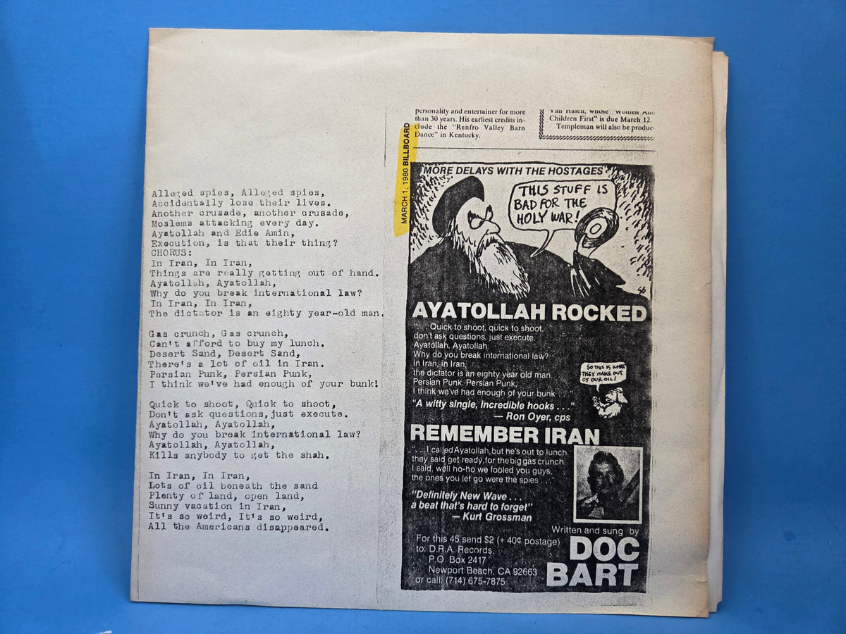 DOC BART REMEMBER IRAN PS 7"