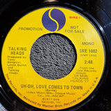 TALKING HEADS UH OH LOVE COMES TO TOWN PROMO MONO PICTURE SLEEVE SIRE SRE 1002