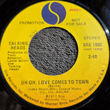 TALKING HEADS UH OH LOVE COMES TO TOWN PROMO MONO PICTURE SLEEVE SIRE SRE 1002