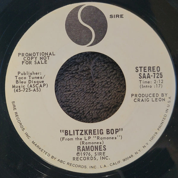 RAMONES BLITZKREIG BOP MONO WLP WHITE LABEL PROMO SIRE SAA-725