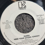 QUEEN NEED YOUR LOVING TONIGHT  WHITE LABEL PROMO MONO ELEKTRA SMALL E E-47086