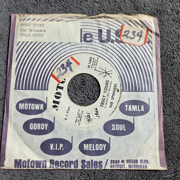 SPINNERS TRULY YOURS WHITE LABEL PROMO MOTOWN M 1093 WLP