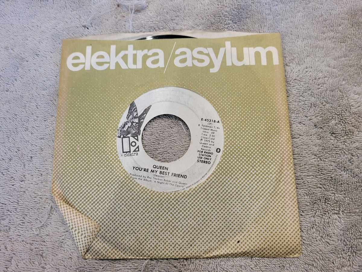 QUEEN YOU'RE MY BEST FRIEND WHITE LABEL PROMO ELEKTRA E-45318 '39 BUTTERFLY WLP