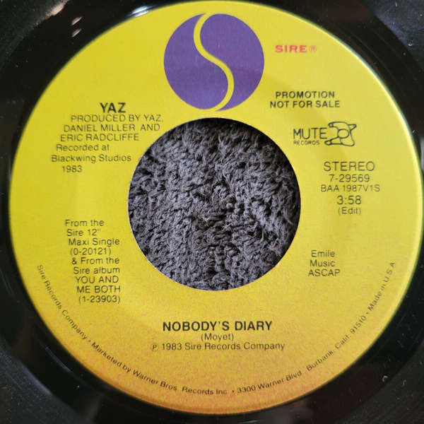 YAZOO NOBODY'S DIARY PROMO DEPECHE MODE SIRE 7-29569 YAZ