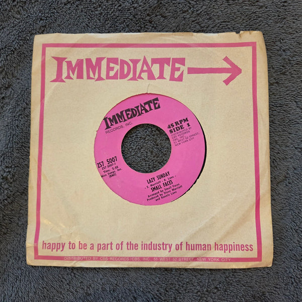 SMALL FACES LAZY SUNDAY ROLLIN' OVER IMMEDIATE  ZS7 5007 HUMBLE PIE RONNIE LANE