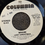 WHAM LAST CHRISTMAS WHITE LABEL PROMO WHAM! SHORT/LONG VERSION COLUMBIA CS7 2591