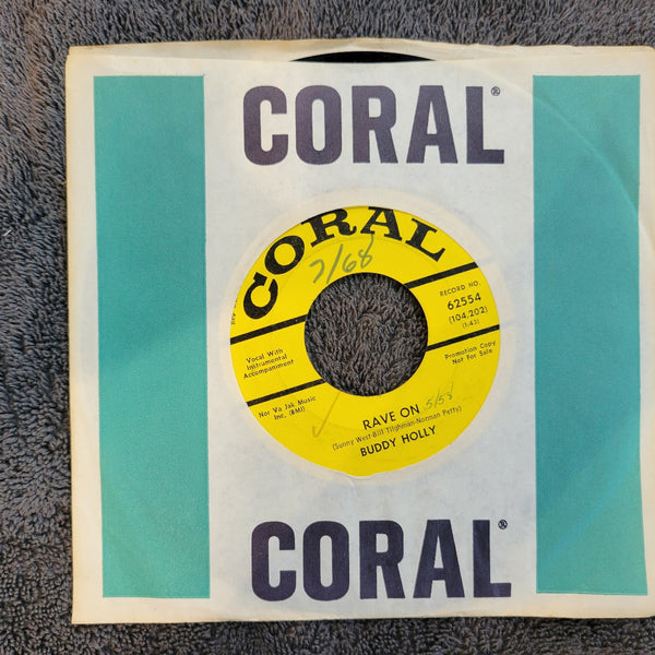 BUDDY HOLLY EARLY IN THE MORNING RAVE ON PROMO YELLOW LABEL CORAL