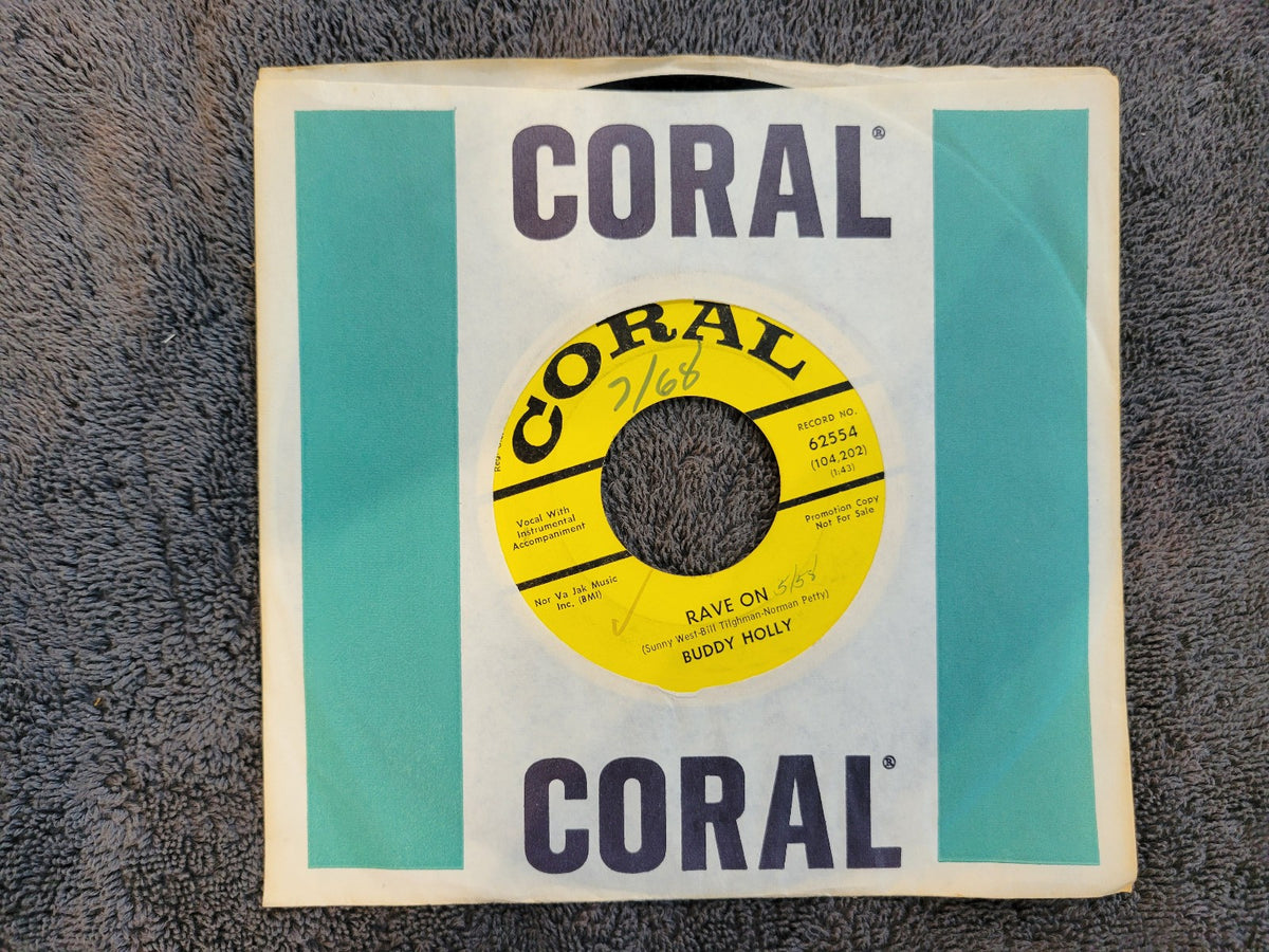 BUDDY HOLLY EARLY IN THE MORNING RAVE ON PROMO YELLOW LABEL CORAL