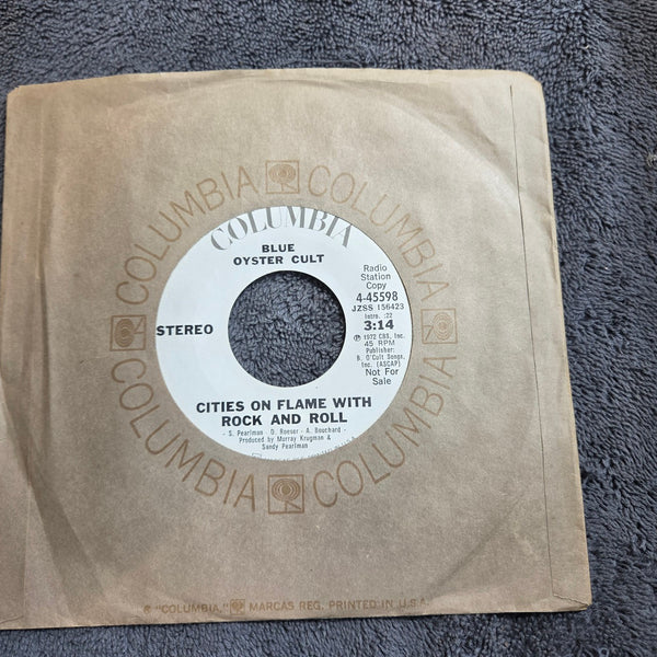 BLUE OYSTER CULT CITIES ON FLAME WITH ROCK AND ROLL PROMO MONO COLUMBIA 4-45598