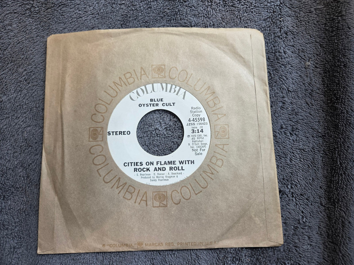BLUE OYSTER CULT CITIES ON FLAME WITH ROCK AND ROLL PROMO MONO COLUMBIA 4-45598