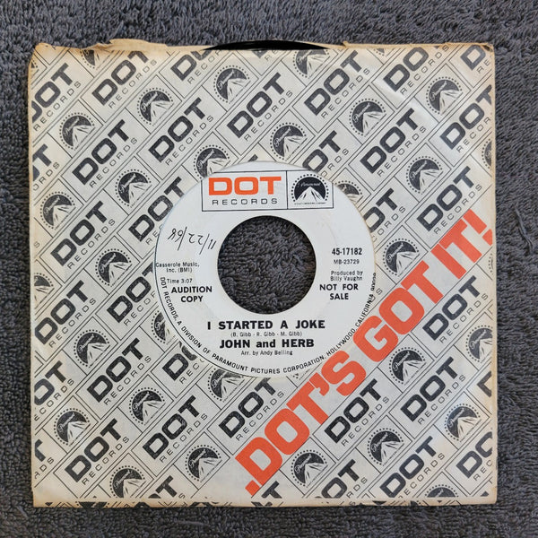 JOHN AND HERB I STARTED A JOKE WHITE LABEL PROMO DOT 45-17182 PAIN REMEMBERING