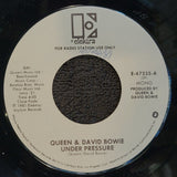 QUEEN DAVID BOWIE UNDER PRESSURE WHITE LABEL PROMO MONO PICTURE SLEEVE E-47235