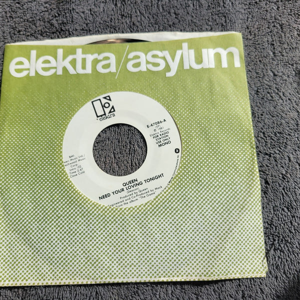 QUEEN NEED YOUR LOVING TONIGHT  WHITE LABEL PROMO MONO ELEKTRA SMALL E E-47086