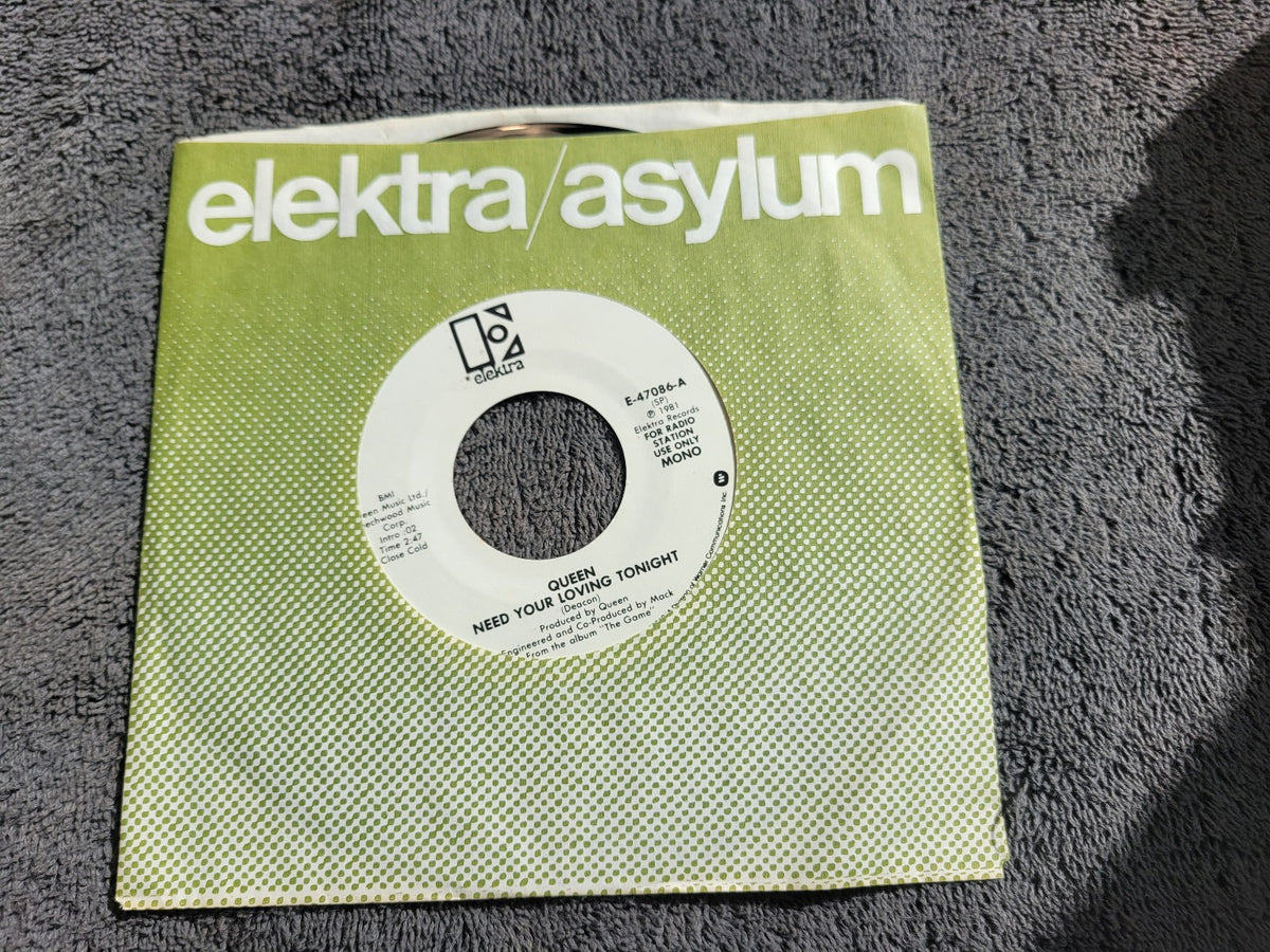 QUEEN NEED YOUR LOVING TONIGHT  WHITE LABEL PROMO MONO ELEKTRA SMALL E E-47086